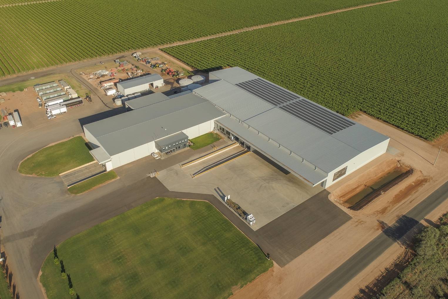 GrapeCo horticulture grape processing and export, cool store facility in Mildura. Design and build by Entegra.